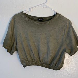 Olive Green Cropped T-Shirt